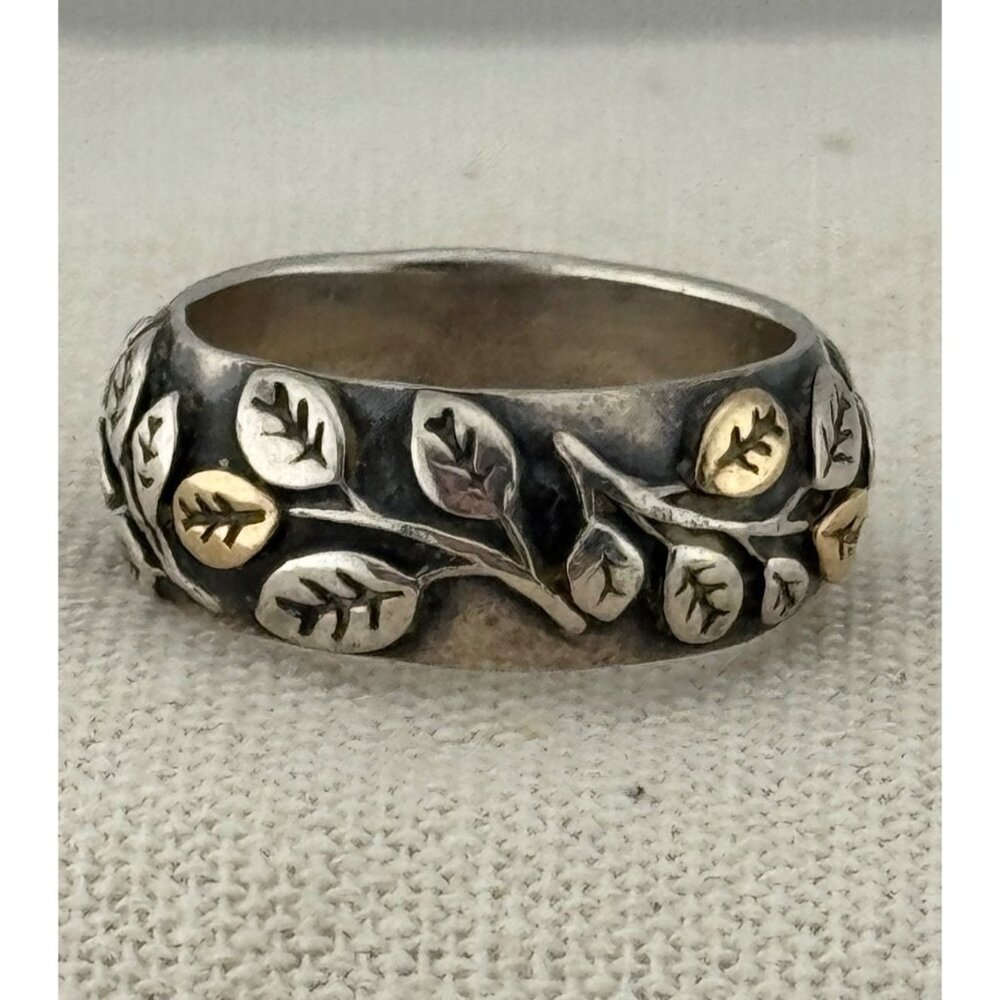 Pandora Sterling Silver Tree of Life Leaf Design Band Ring‎ Size 5.75
